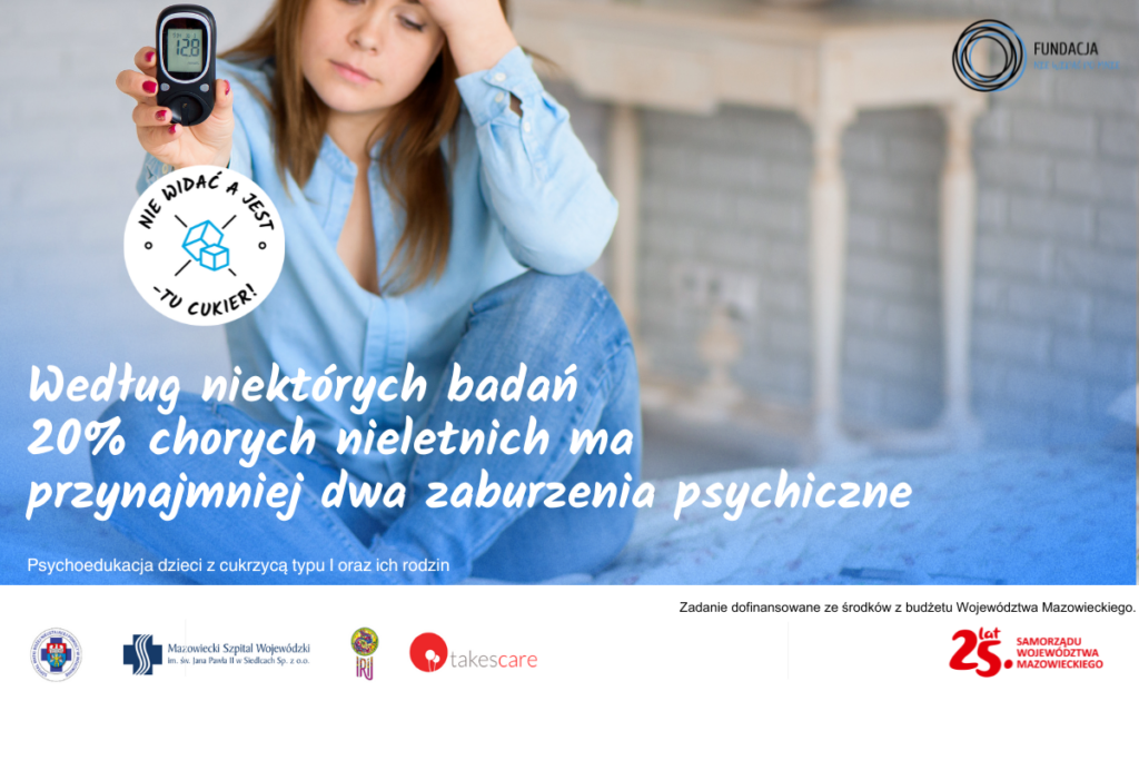 Cukrzyca typu 1 u dzieci a ryzyko zaburzeń psychicznych - statystka. Smutna nastolatka ubrana na niebiesko siedzi na łóżku i pokazuje wynik badania glukometrem