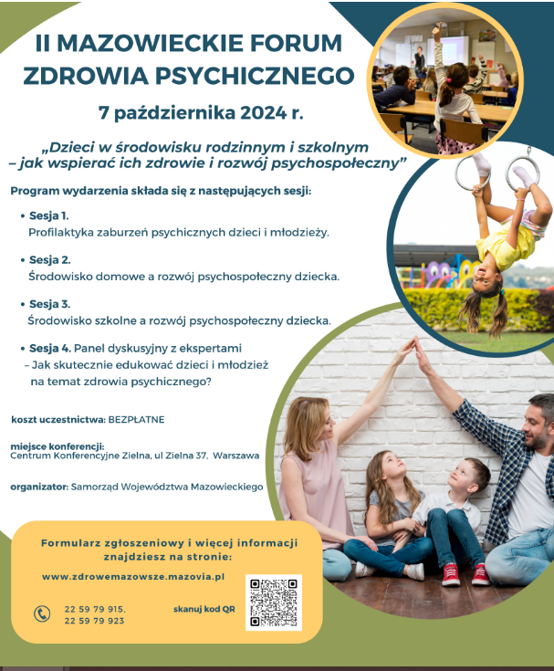 Zapraszamy do udziału w II Mazowieckim Forum Zdrowia Psychicznego (MFZP)