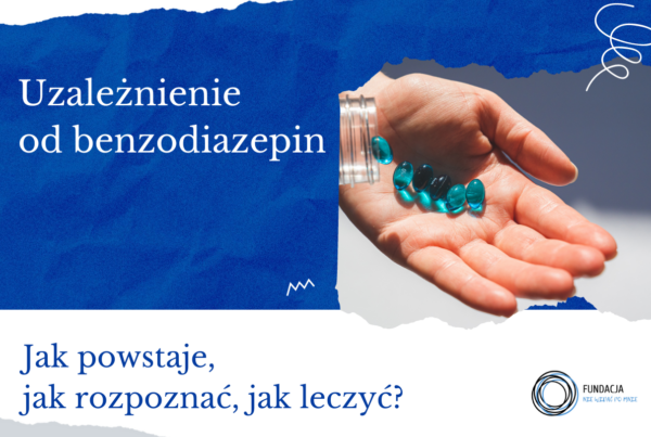 Uzależnienie od benzodiazepin, niebieskie tabletki na dłoni