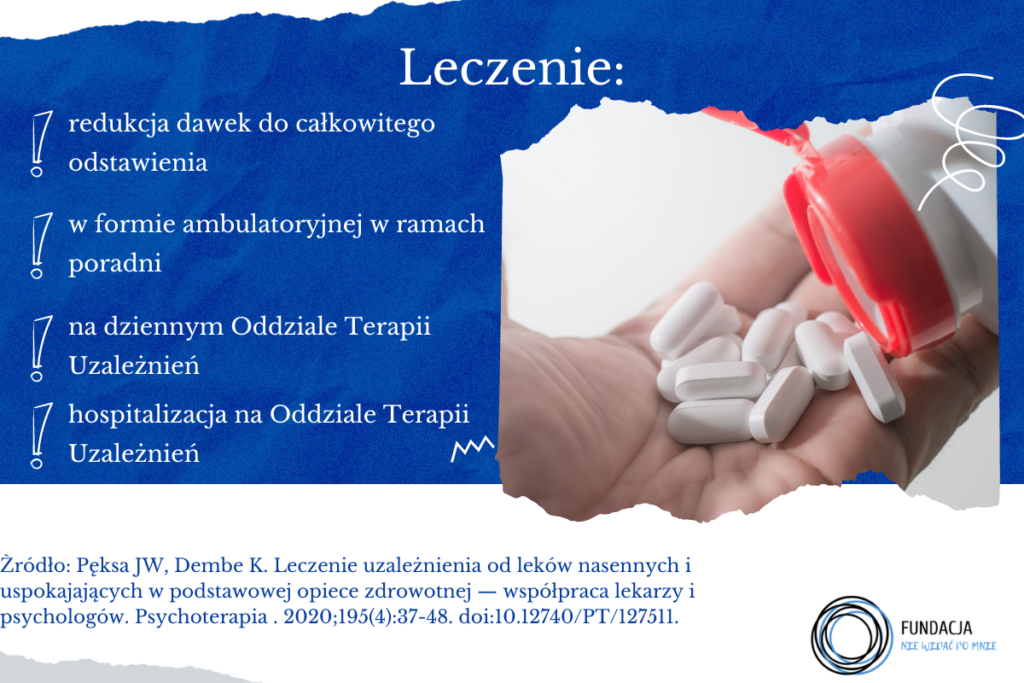 Uzależnienie od benzodiazepin - leczenie - garść białych tabletek na dłoni