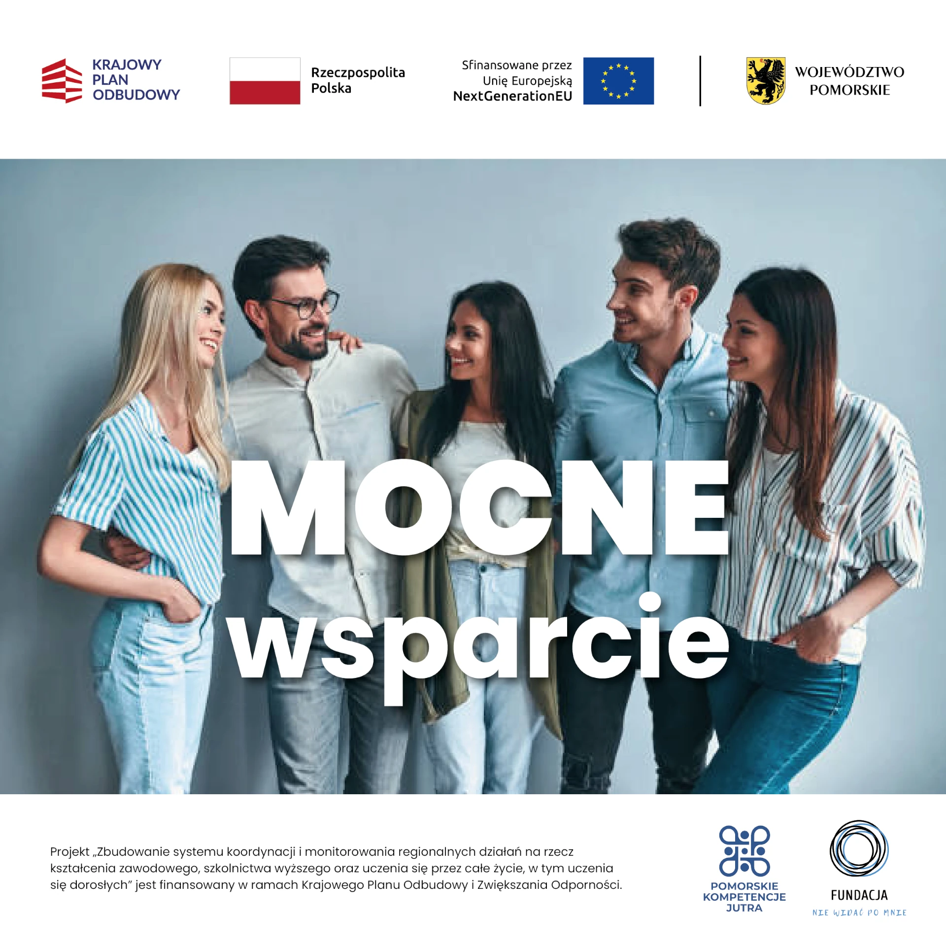 mocne wsparcie psychoedukacja dorosłych z województwa pomorskiego warsztaty stacjonarne spotkania online w zakresie poprawy wiedzy i wsparcia młodzieży w kryzysie grafika Fundacja NWPM