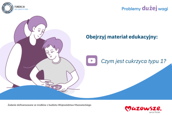 Czym jest cukrzyca typu 1. Rysunek mama uczy kilkuletniego chłopca jak dawkować insulinę