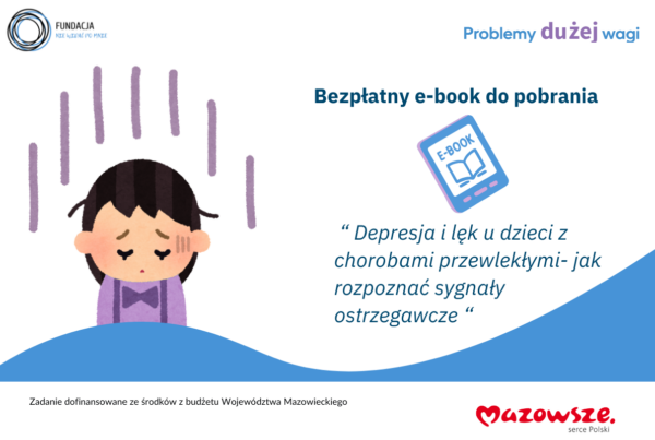 ebook Depresja i lęk u dziecka w chorobie przewlekłej - grafika wektorowa kilkuletnie dziecko w fioletowej koszulce stoi smutne, przygnębione z zamkniętymi oczami