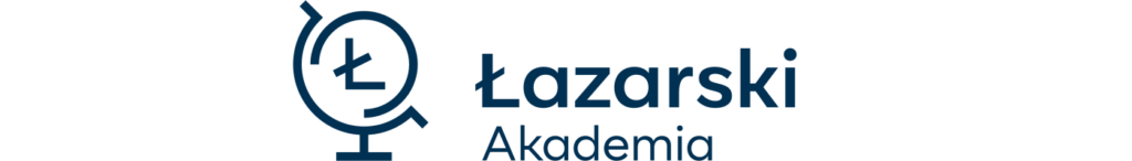 Łazarski Akademia logo poziome granatowe logo transparent